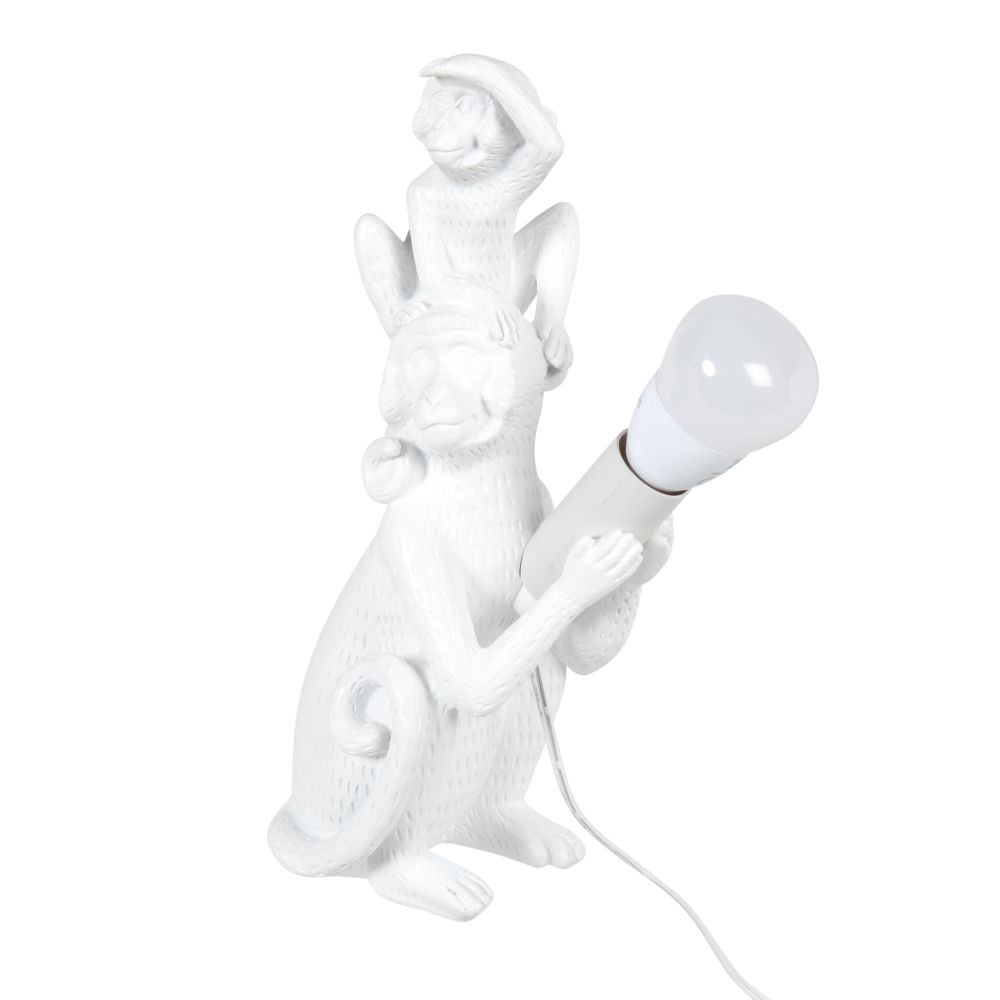 Lampe 2 singes blanche