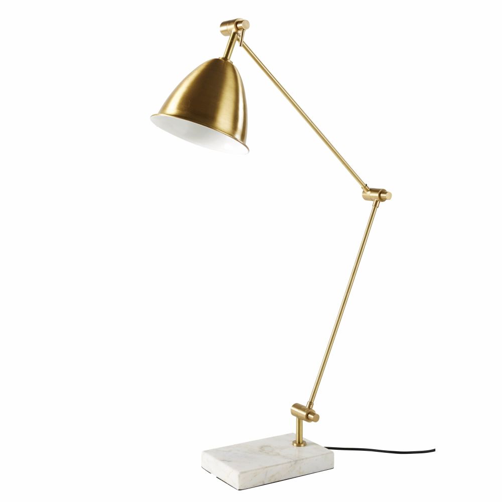Lampe articulée en métal doré et marbre blanc Lampe articulée en métal doré et marbre blanc