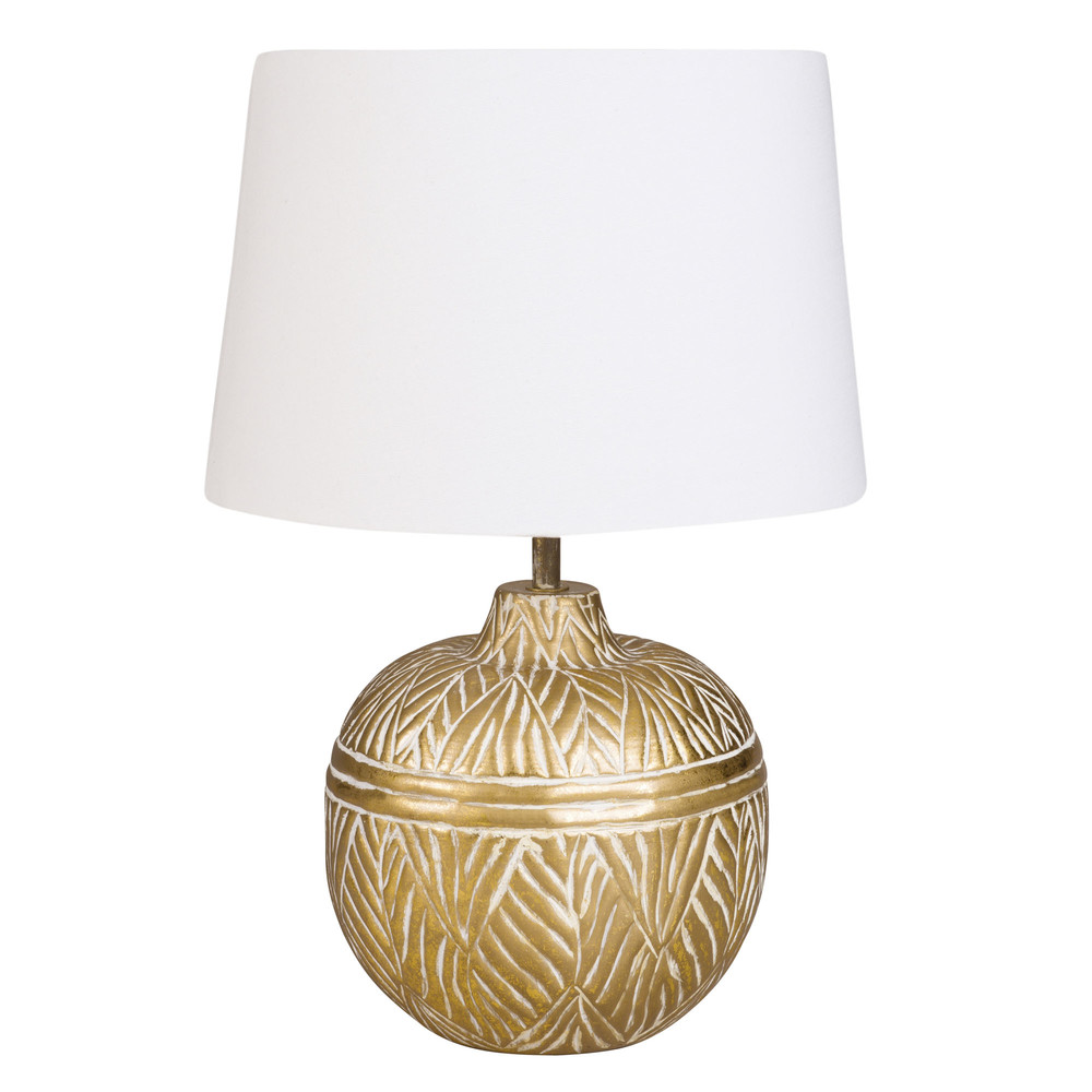 Lampe boule en métal doré abat-jour blanc (photo) Lampe boule en métal doré abat-jour blanc