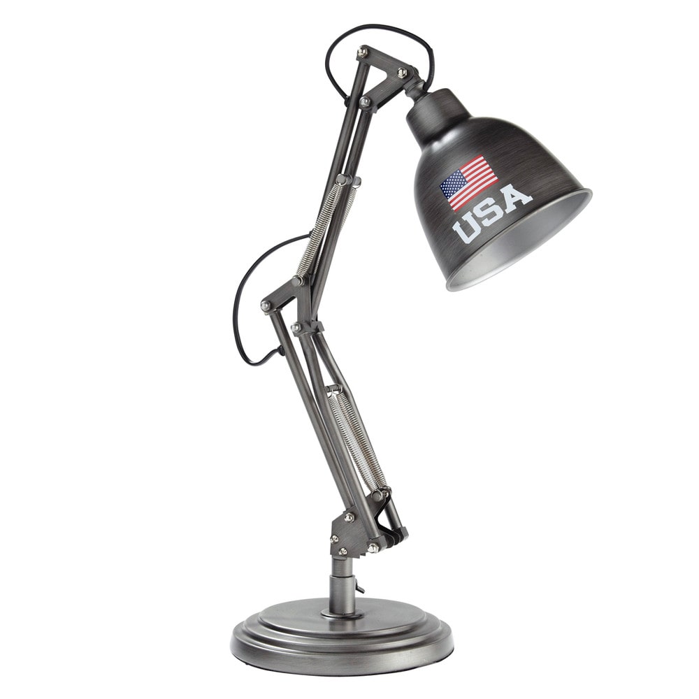 Lampe de bureau indus en métal gris (photo) Lampe de bureau indus en métal gris