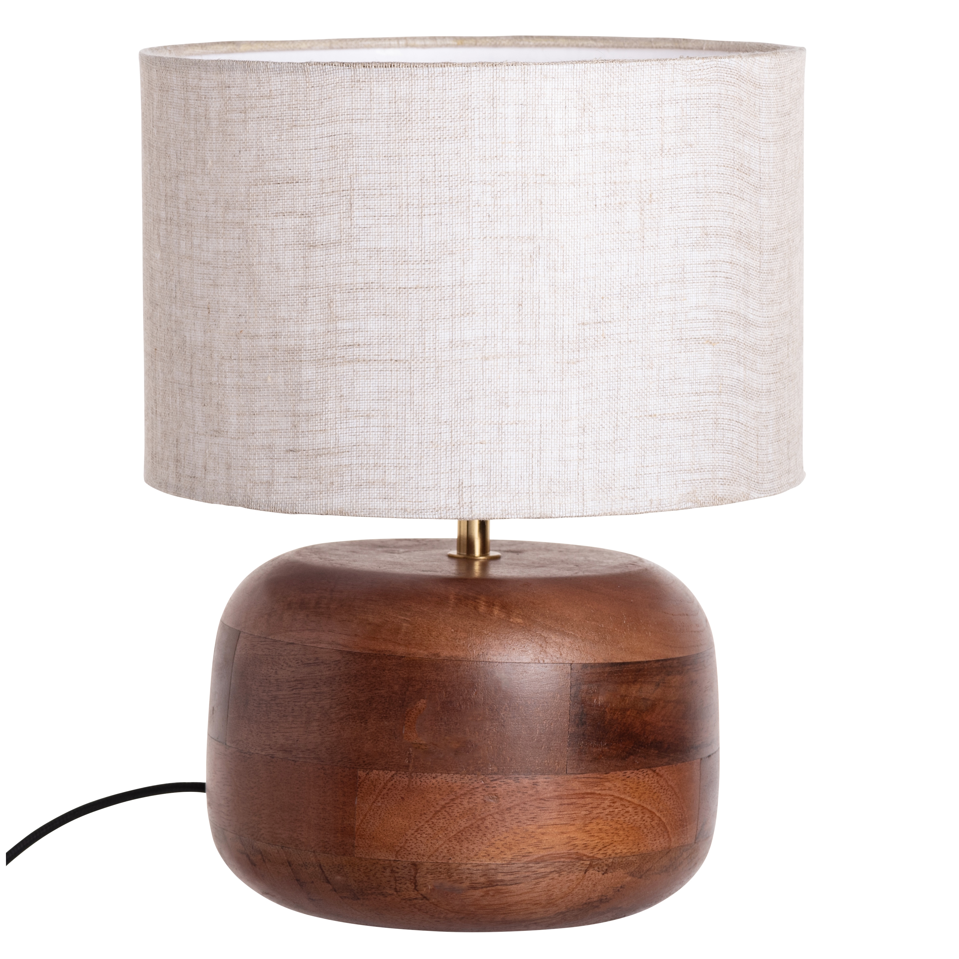 Lampe en bois de manguier massif et abat-jour en coton