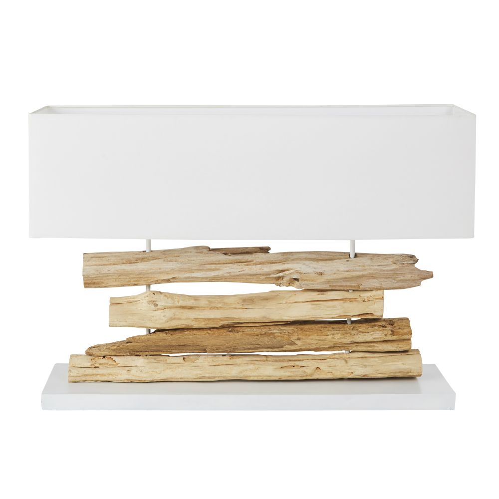 Lampe en branches d'acacia et abat-jour blanc Lampe en branches d'acacia et abat-jour blanc