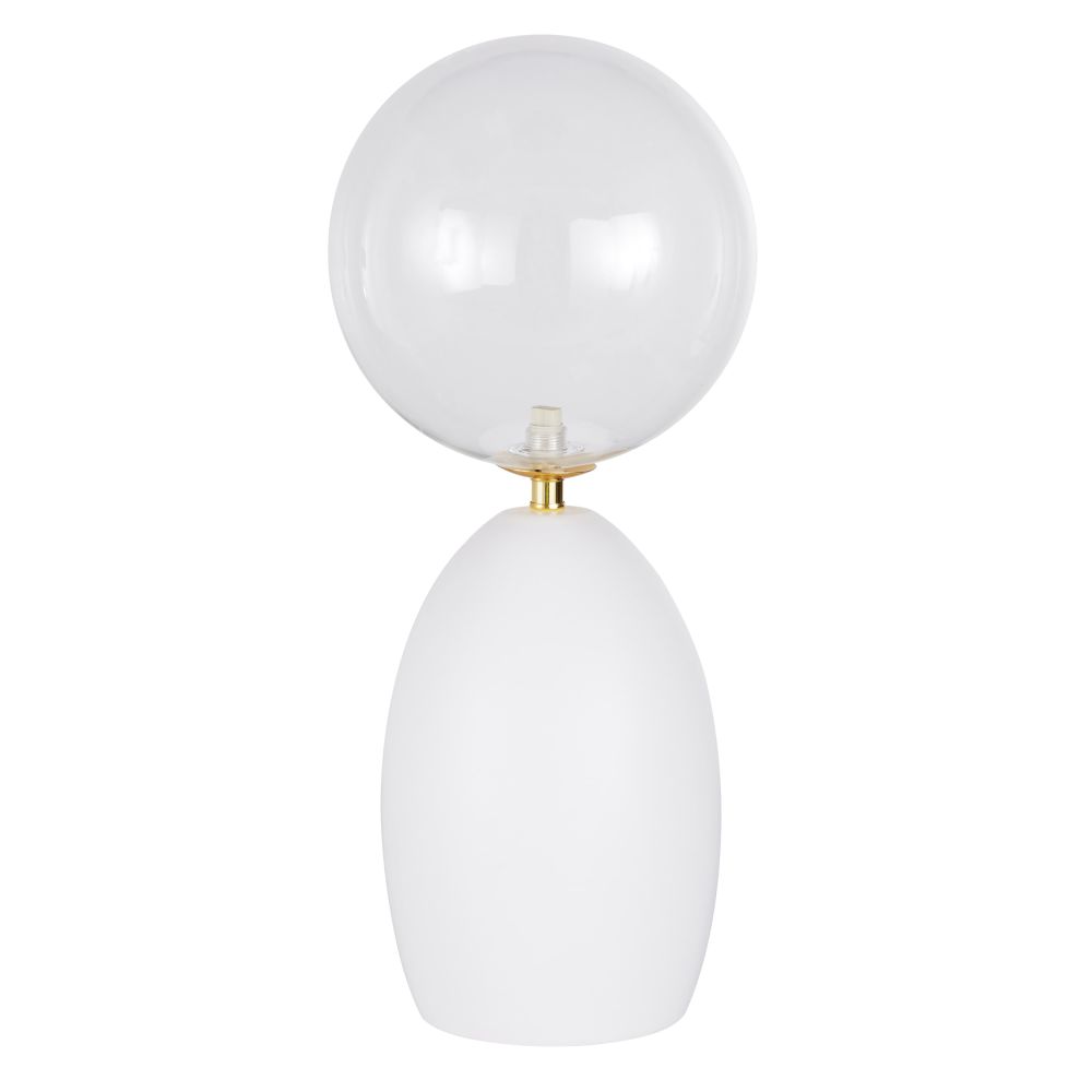 Lampe en céramique blanche et doré, globle en verre H58
