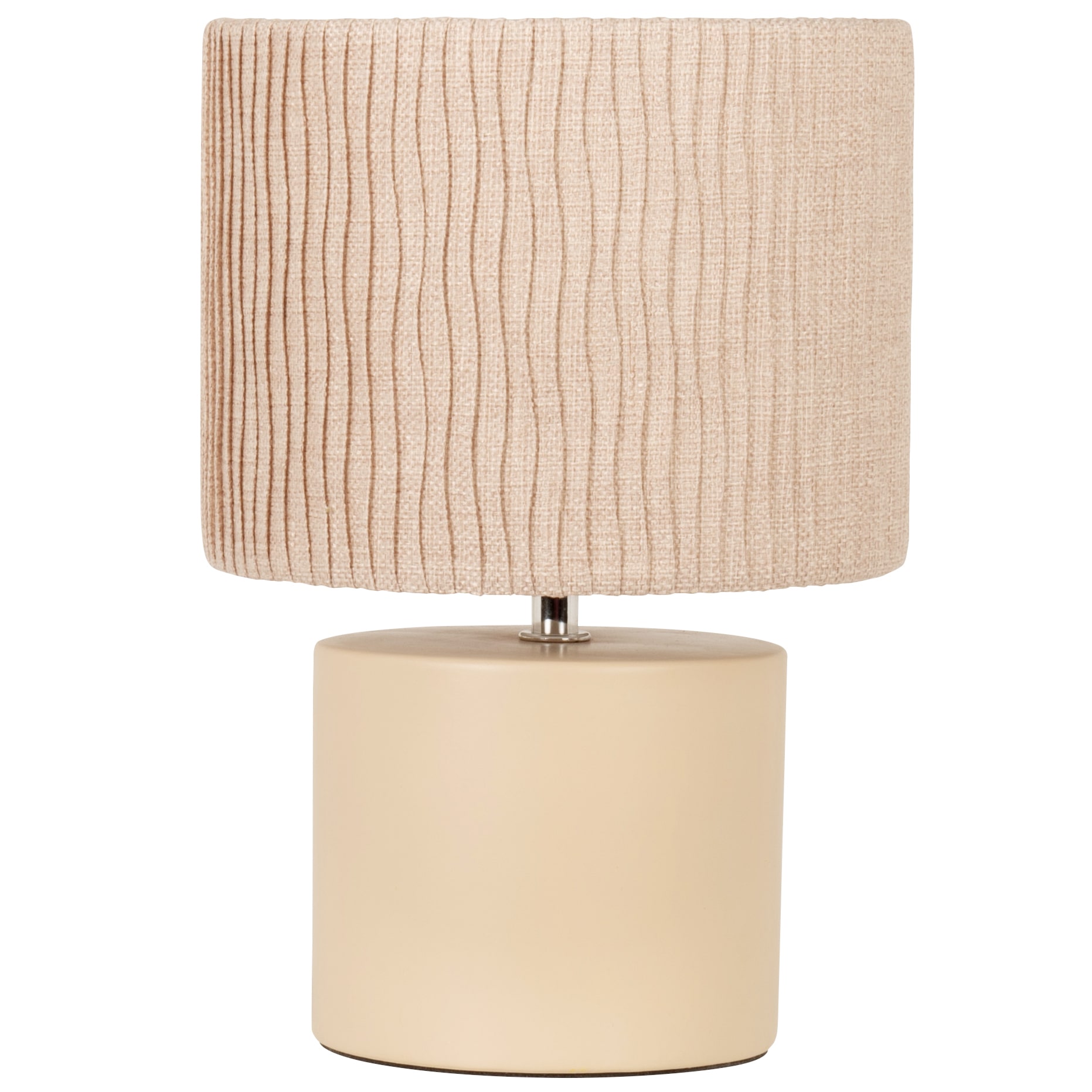 Lampe en céramique et abat-jour en lin effet vague beige
