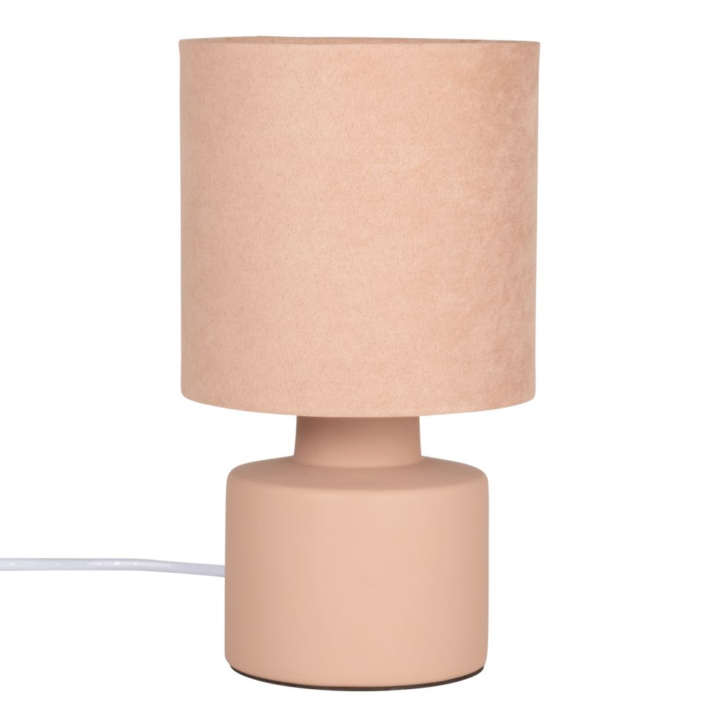 Lampe en céramique et abat-jour en velours rose Lampe en céramique et abat-jour en velours rose