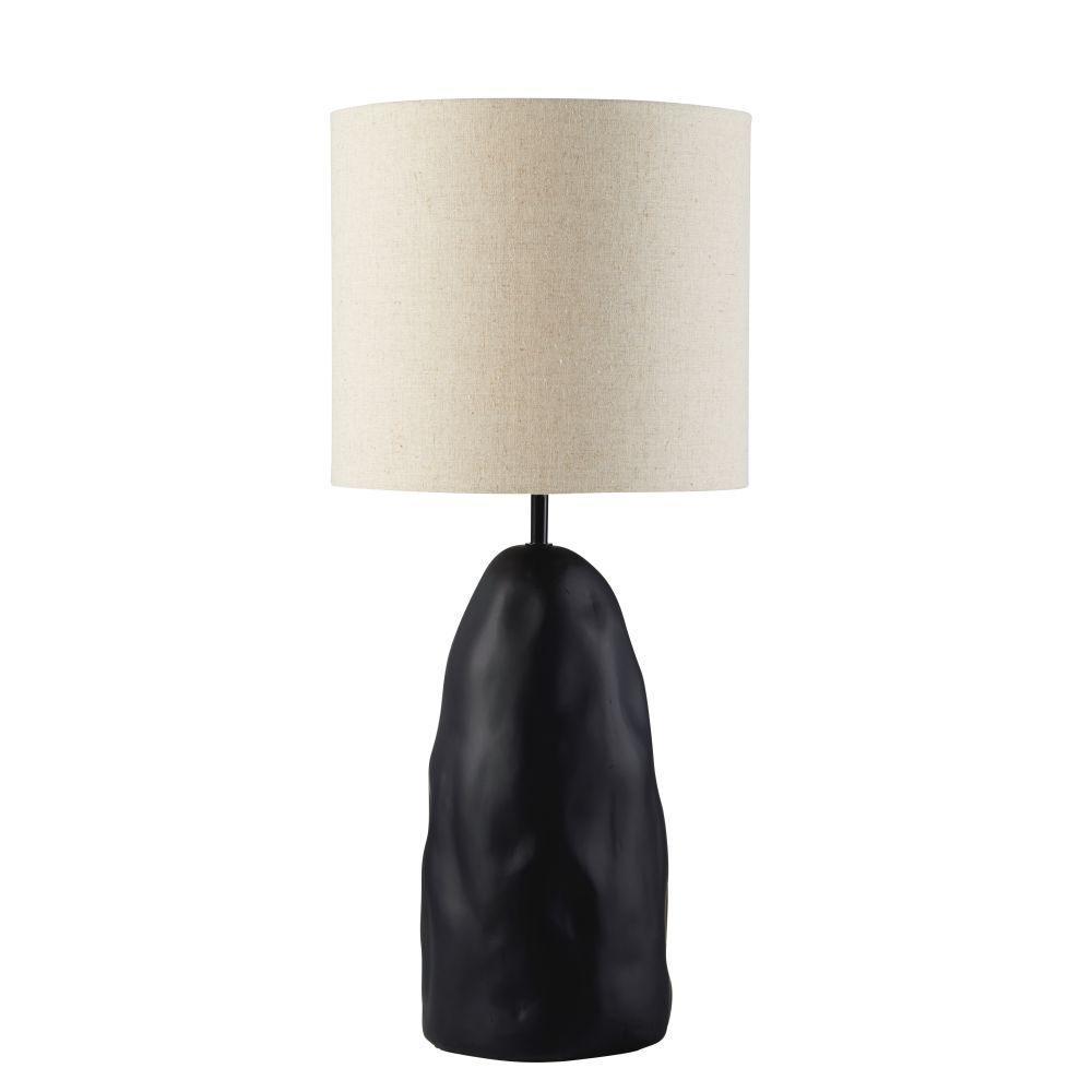 Lampe en céramique noire abat-jour en lin Lampe en céramique noire abat-jour en lin