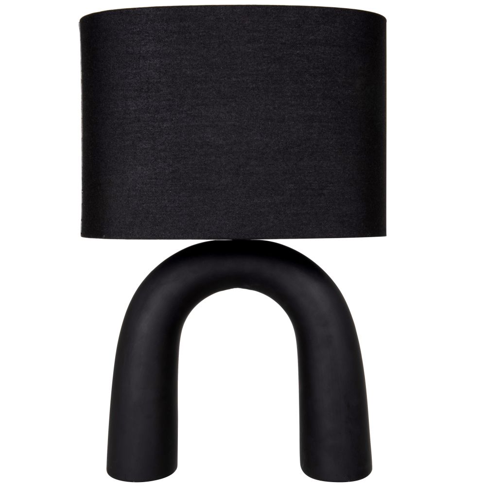 Lampe en céramique noire et abat-jour en lin