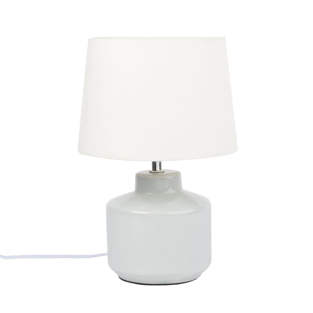 Lampe en céramique vert d'eau et abat-jour écru Lampe en céramique vert d'eau et abat-jour écru