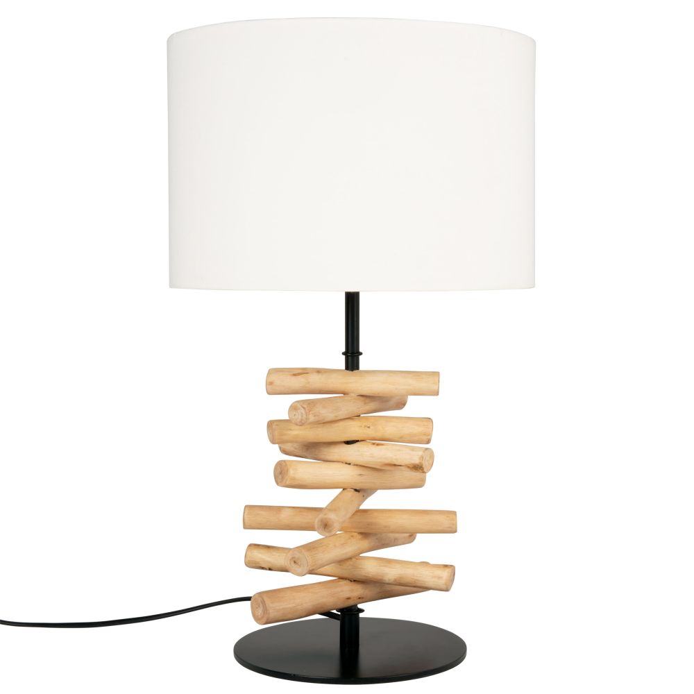Lampe en eucalyptus et abat-jour en coton blanc Lampe en eucalyptus et abat-jour en coton blanc