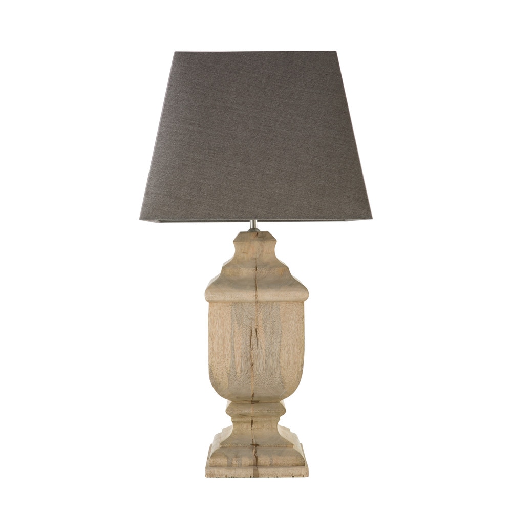 Lampe en manguier et abat-jour gris anthracite