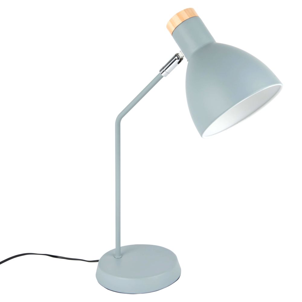 Lampe en métal bleu et pin Lampe en métal bleu et pin