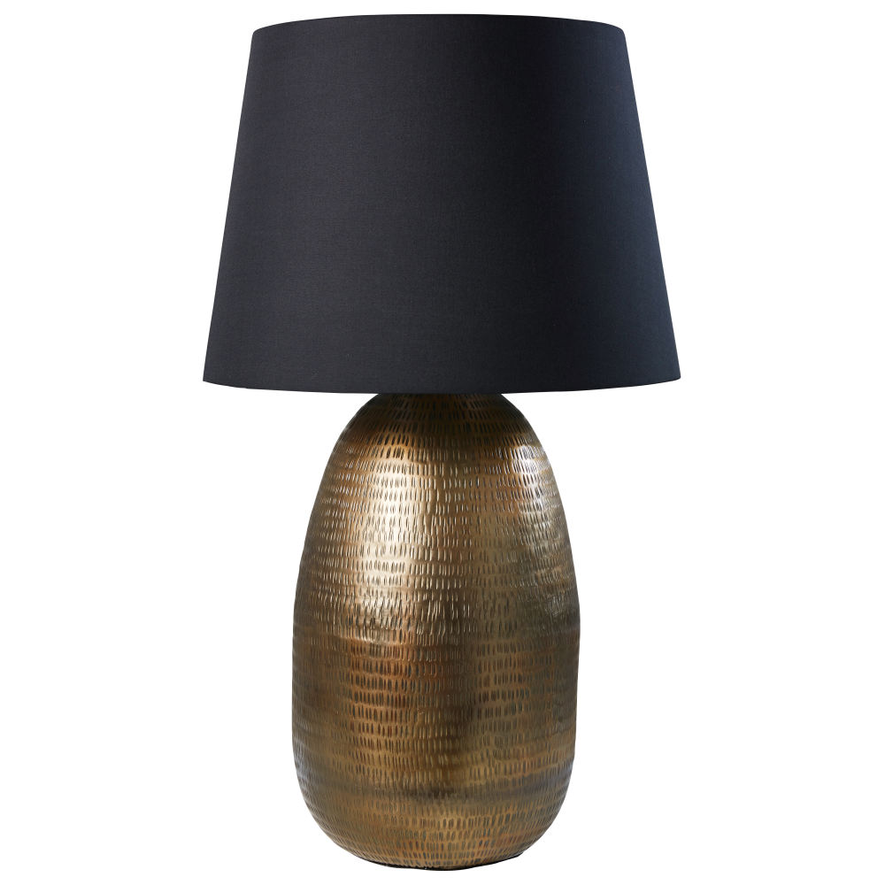 Lampe en métal doré ciselé noirci Lampe en métal doré ciselé noirci