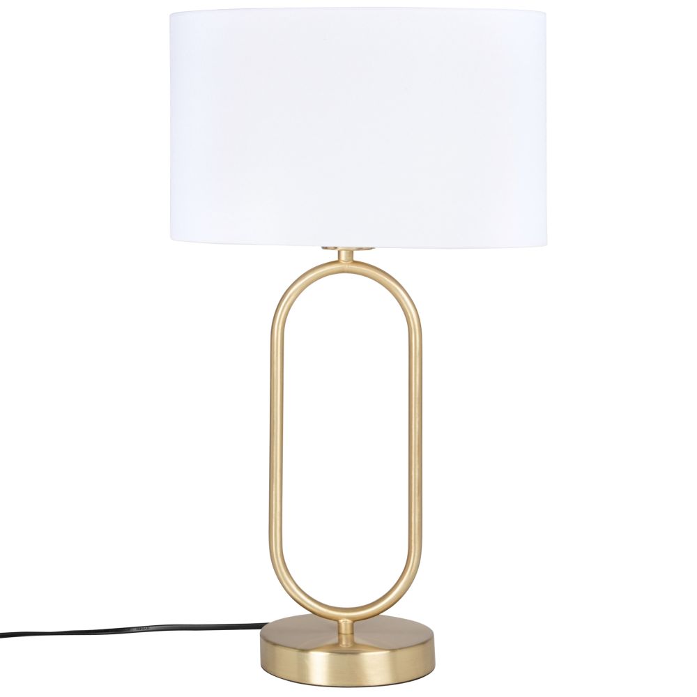 Lampe en métal doré et abat-jour en coton écru Lampe en métal doré et abat-jour en coton écru