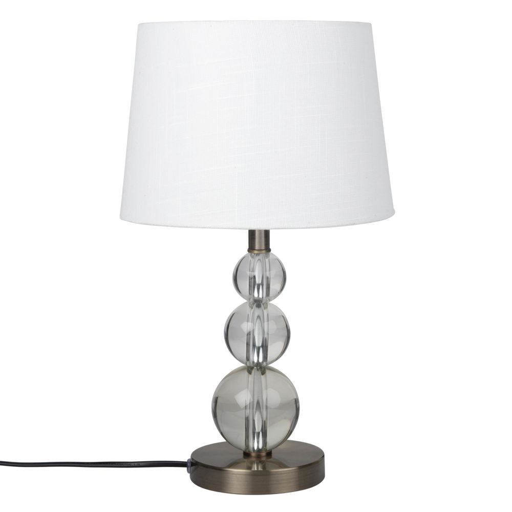 Lampe en métal et verre et abat-jour blanc Lampe en métal et verre et abat-jour blanc