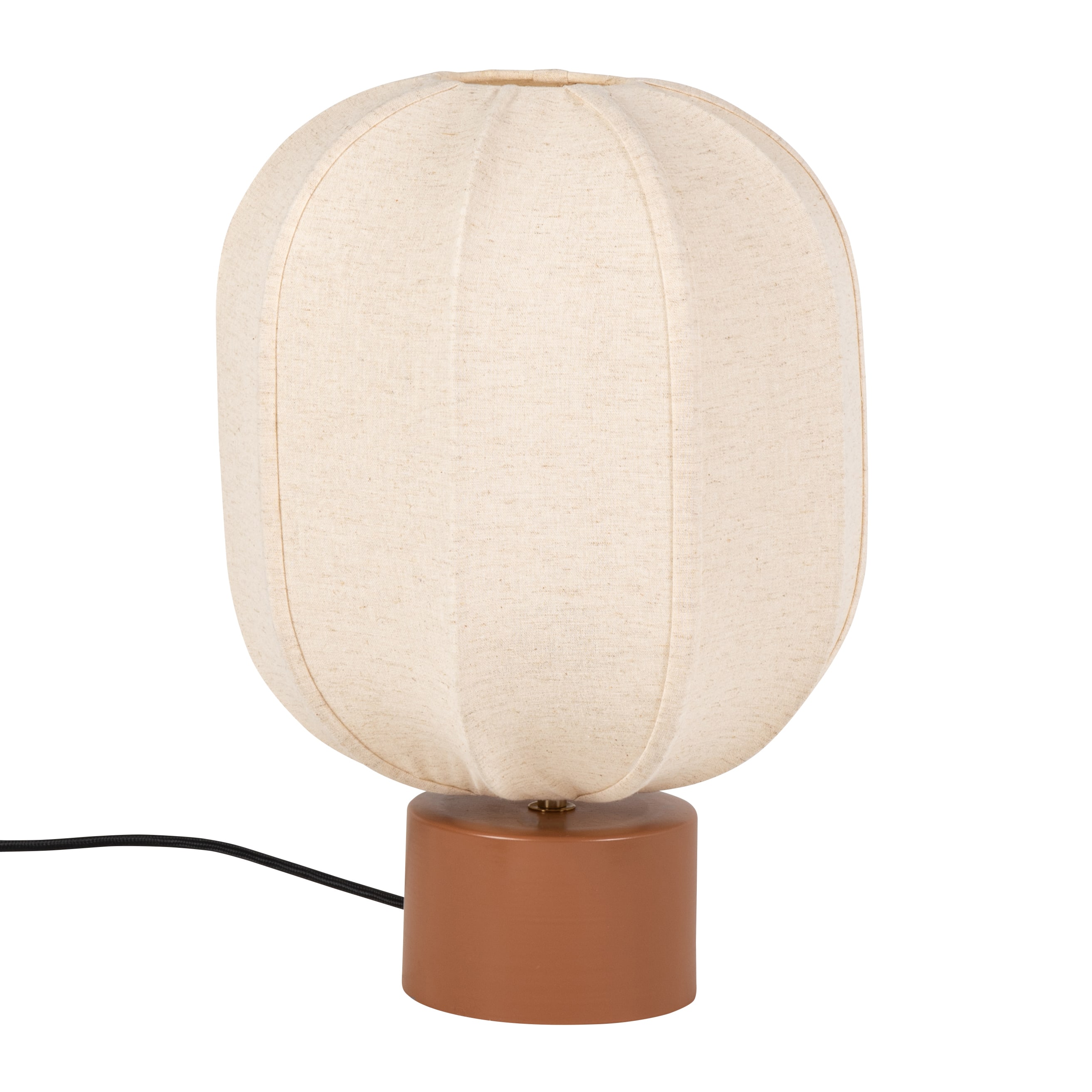 Lampe en métal marron et abat-jour en coton blanc cassé