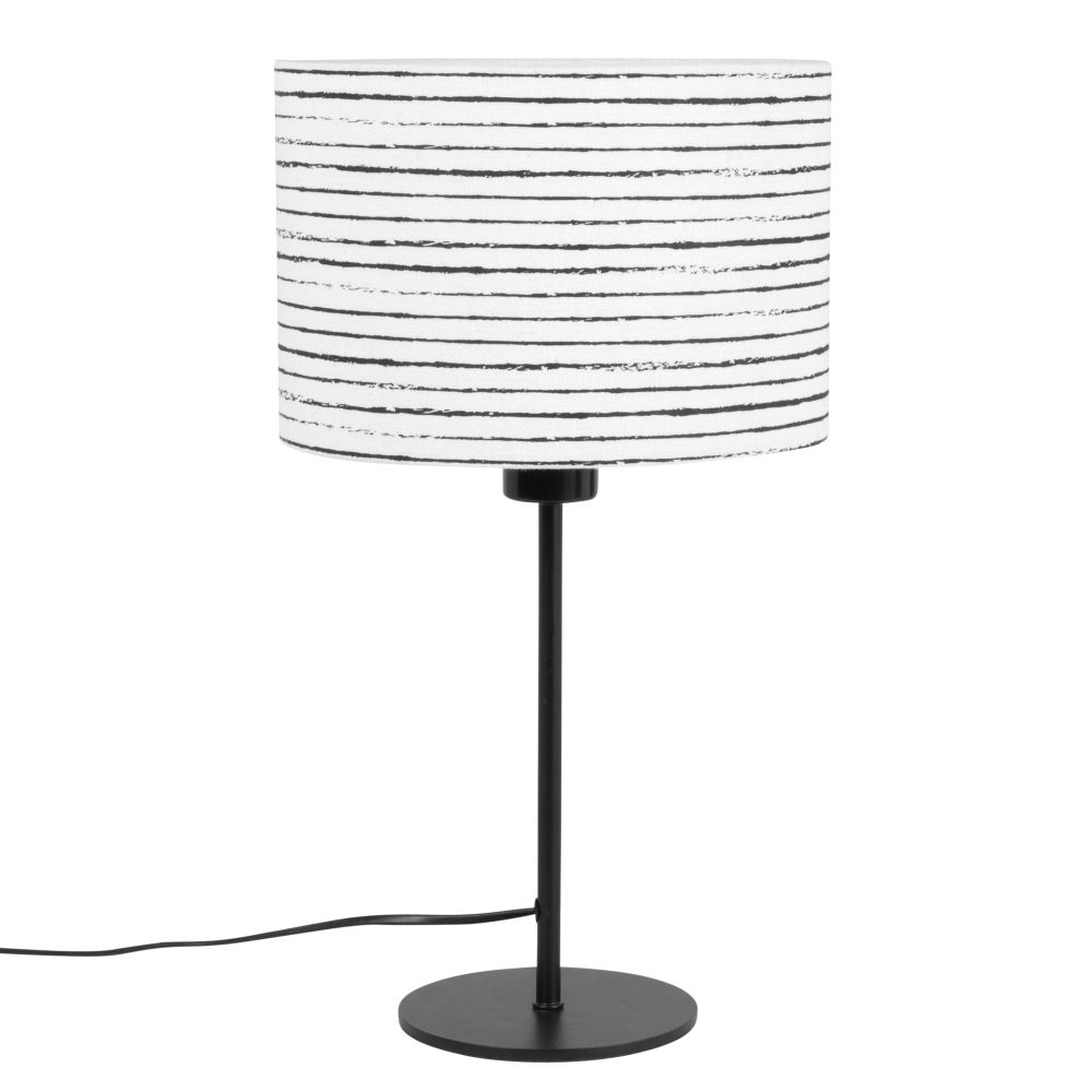 Lampe en métal noir et abat-jour en coton écru (photo) Lampe en métal noir et abat-jour en coton écru