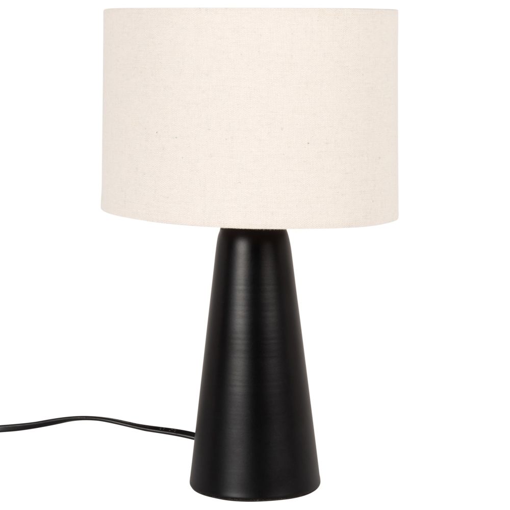 Lampe en métal noir et abat-jour en coton écru (photo) Lampe en métal noir et abat-jour en coton écru