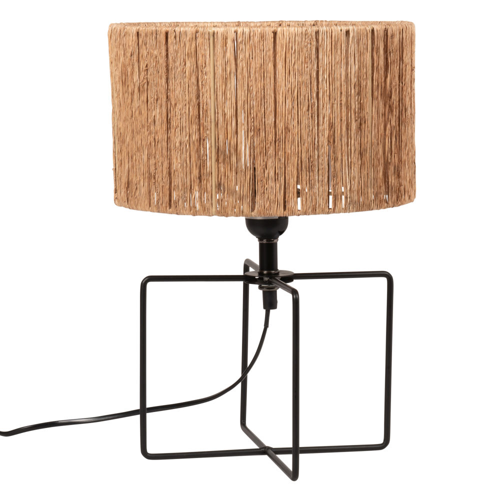 Lampe en métal noir et abat-jour en jute tressé