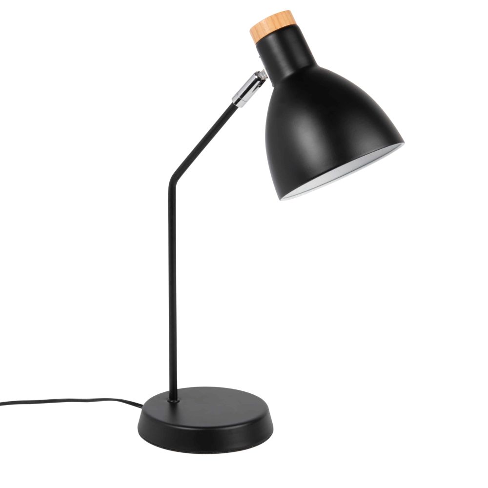 Lampe en métal noir et pin (photo) Lampe en métal noir et pin