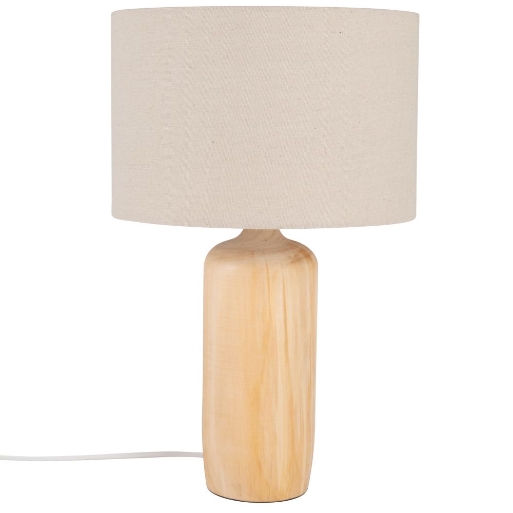 Lampe en pin et abat-jour en coton beige Lampe en pin et abat-jour en coton beige