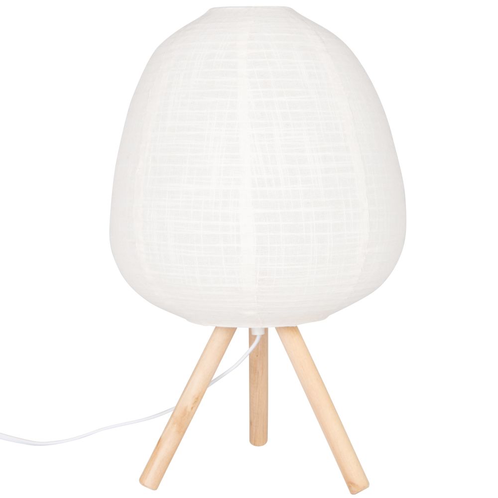 Lampe en pin et abat-jour en coton écru Lampe en pin et abat-jour en coton écru