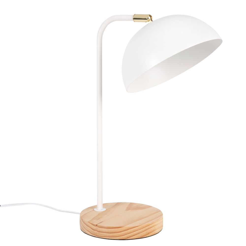 Lampe en pin et métal blanc Lampe en pin et métal blanc