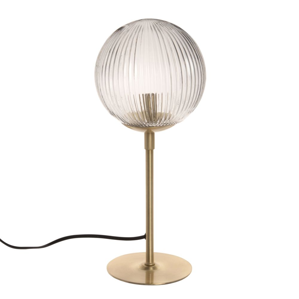 Lampe en verre strié et métal doré Lampe en verre strié et métal doré