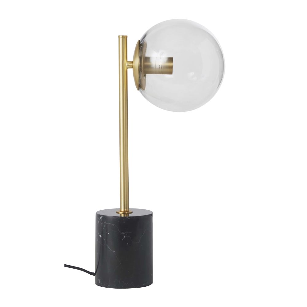 Lampe globe en marbre noir et métal doré Lampe globe en marbre noir et métal doré