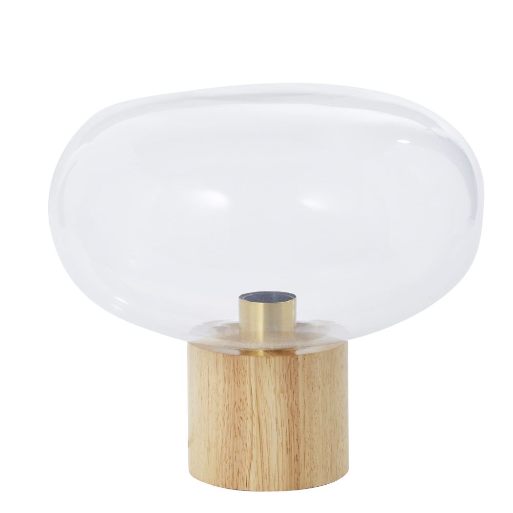 Lampe globe en verre et hévéa Lampe globe en verre et hévéa