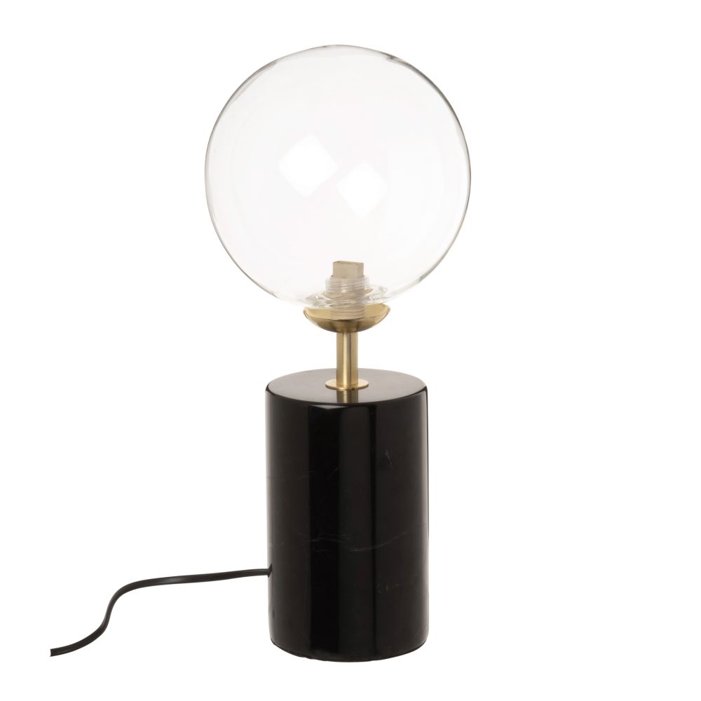 Lampe globe en verre et marbre noir Lampe globe en verre et marbre noir