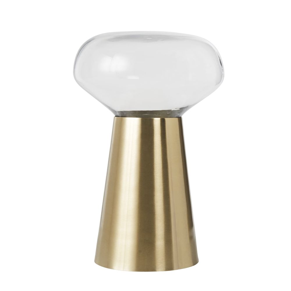 Lampe globe en verre et métal doré coloris laiton mat Lampe globe en verre et métal doré coloris laiton mat