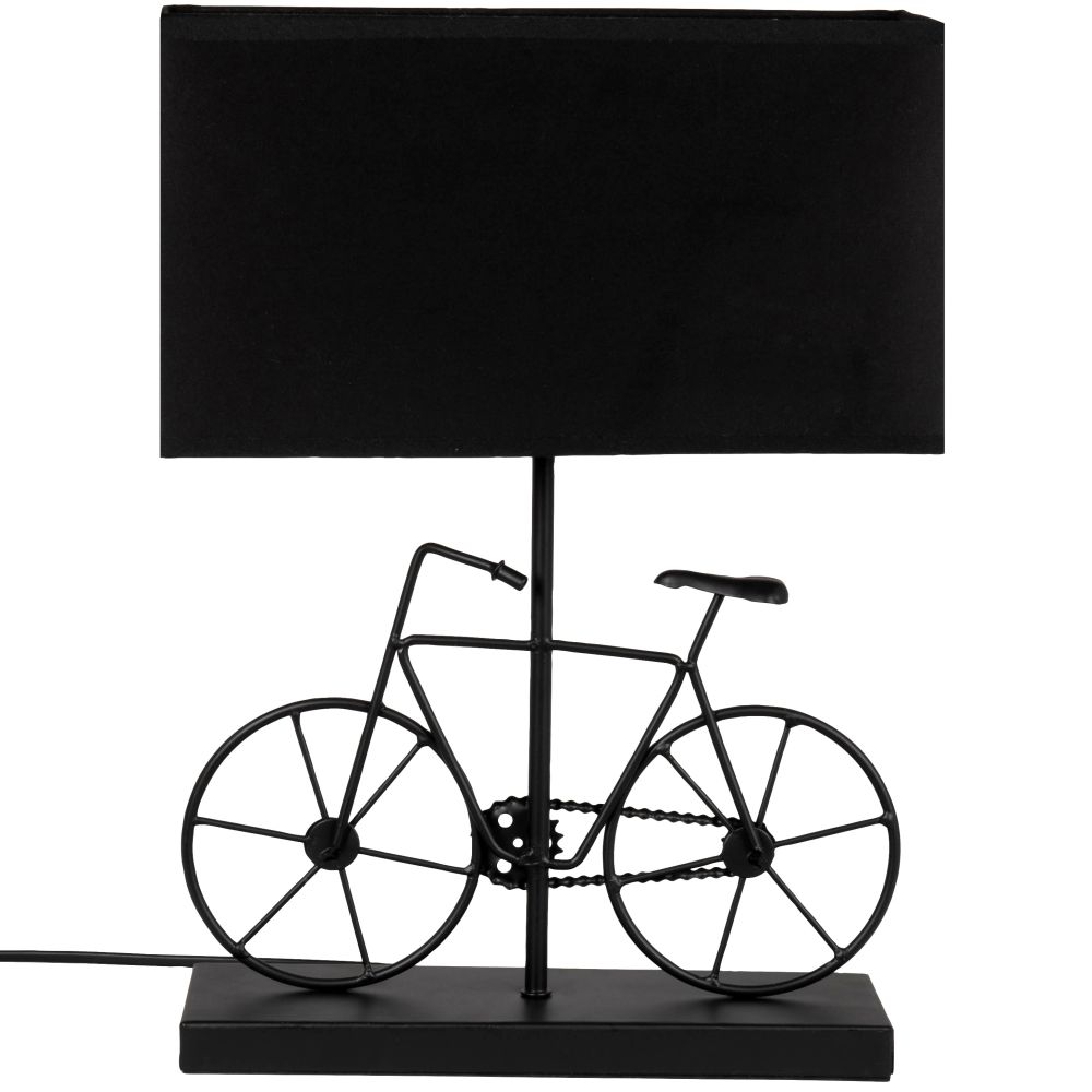 Lampe vélo en métal et abat-jour en coton noirs