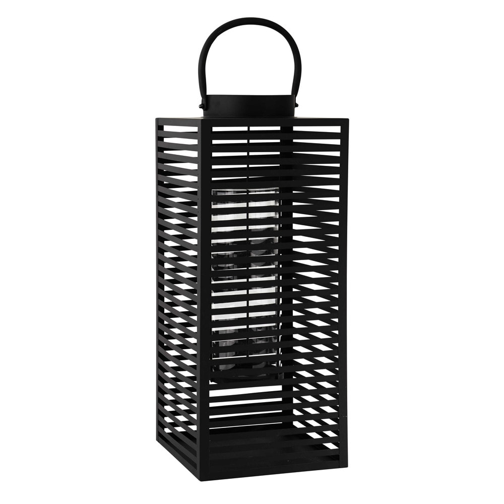 Lanterne en métal noire H 61 cm Lanterne en métal noire H 61 cm