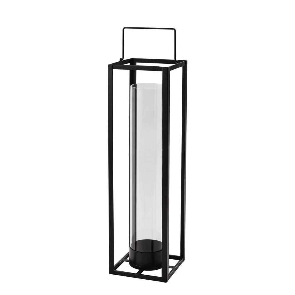 Lanterne en métal noire H 69 cm Lanterne en métal noire H 69 cm