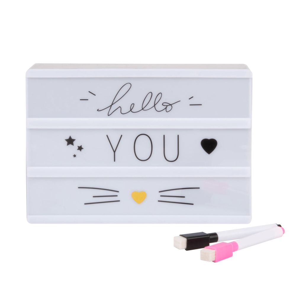 Lightbox boîte lumineuse à messages chat avec 2 crayons effaçables