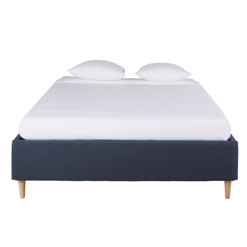 Lit 140x190 bleu foncé avec sommier à lattes, OEKO-TEX® Lit 140x190 bleu foncé avec sommier à lattes, OEKO-TEX®
