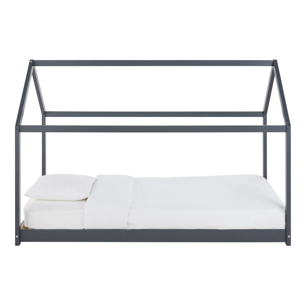 Lit cabane enfant en épicéa gris anthracite 90x190 (photo) Lit cabane enfant en épicéa gris anthracite 90x190
