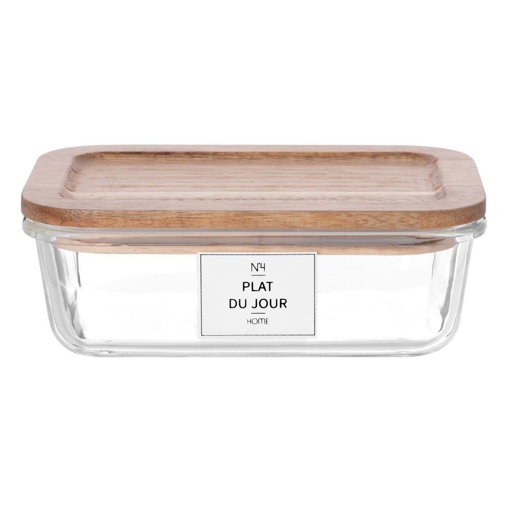 Lunch box en verre et acacia 19x7 (photo) Lunch box en verre et acacia 19x7