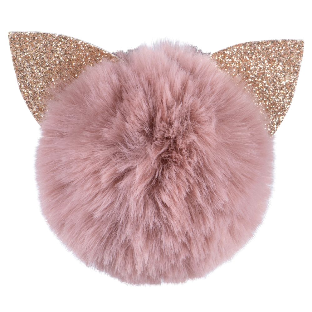 Magnet pompon chat rose et paillettes dorées Magnet pompon chat rose et paillettes dorées