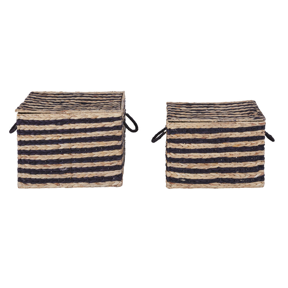 Malles en jacinthe d'eau marron et noire (x2) Malles en jacinthe d'eau marron et noire (x2)