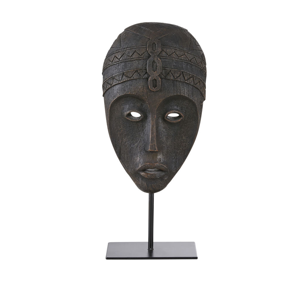 Masque africain avec socle noir effet vieilli H45 (photo) Masque africain avec socle noir effet vieilli H45
