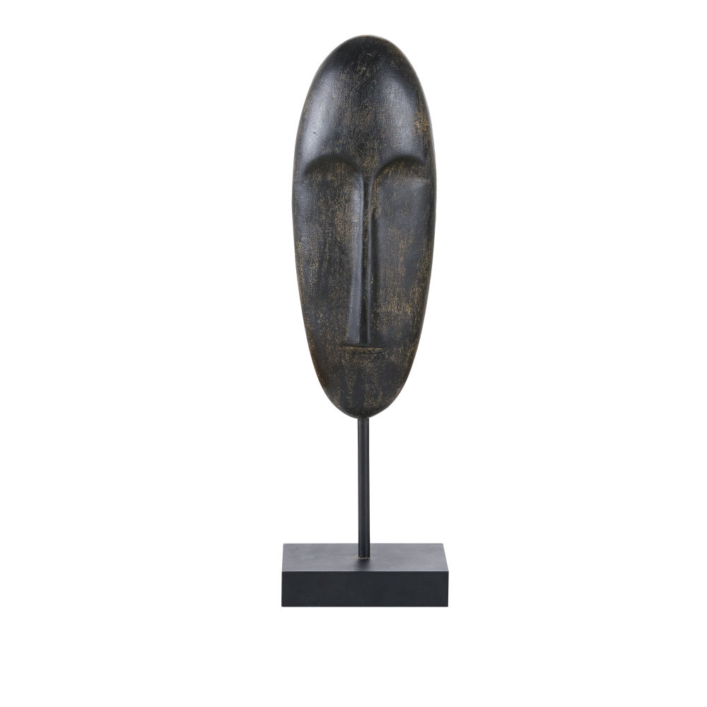 Masque africain sur socle noir H46 (photo) Masque africain sur socle noir H46