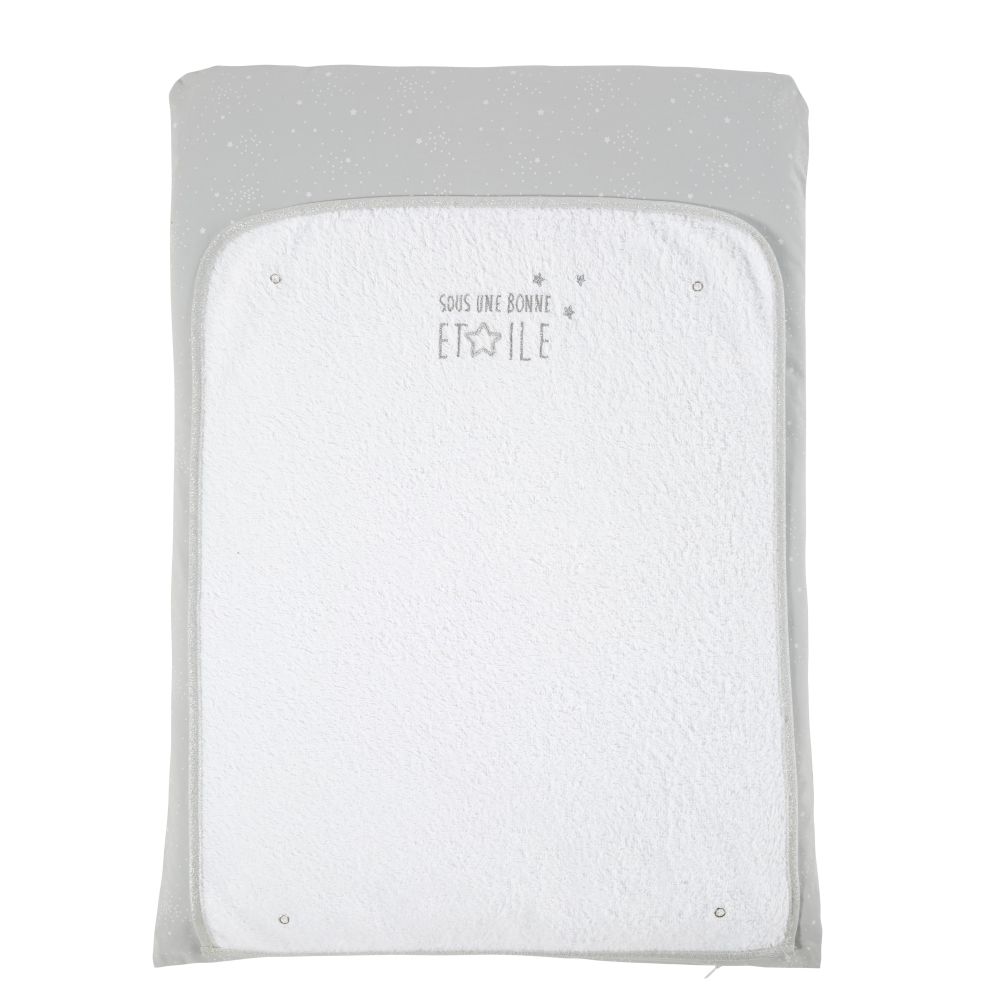 Matelas à langer bébé en coton gris et blanc (photo) Matelas à langer bébé en coton gris et blanc