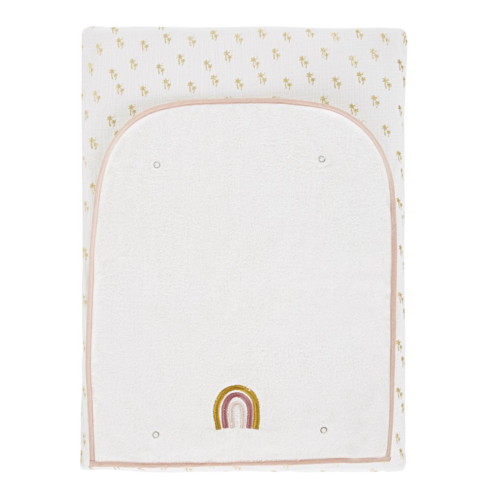 Matelas à langer bébé jaune, rose, blanc et doré Matelas à langer bébé jaune, rose, blanc et doré