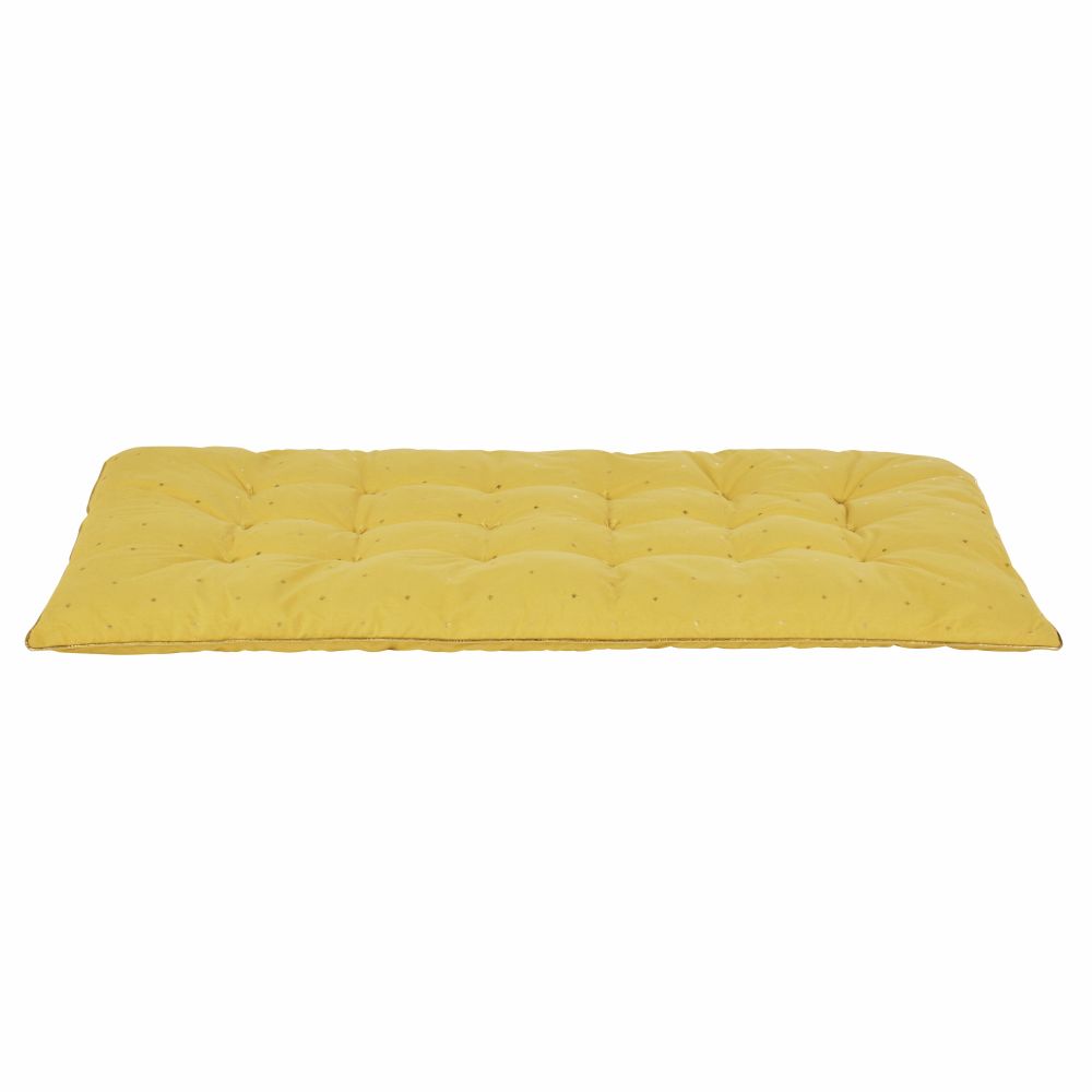 Matelas de sol en coton jaune imprimé doré 60x120