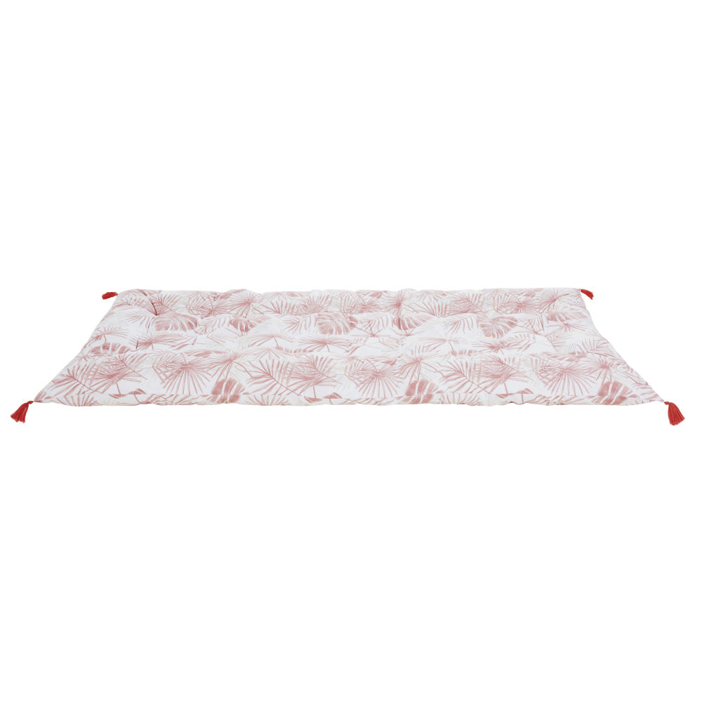 Matelas de sol en coton motifs palmes roses et dorées 90x190 (photo) Matelas de sol en coton motifs palmes roses et dorées 90x190