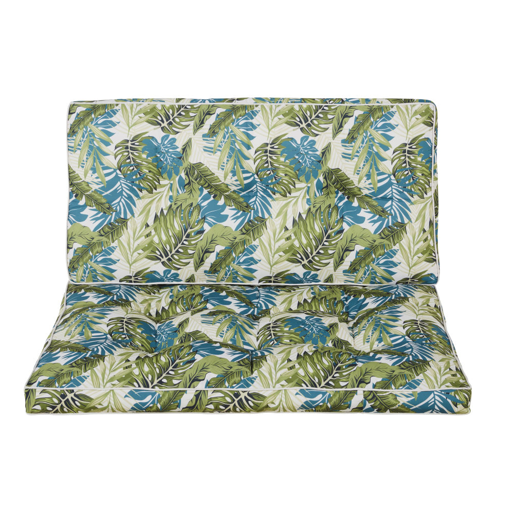 Matelas palette en coton imprimé tropical vert 80x120