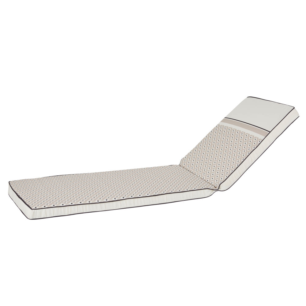 Matelas pour bain de soleil réversible beige motifs graphiques (photo) Matelas pour bain de soleil réversible beige motifs graphiques