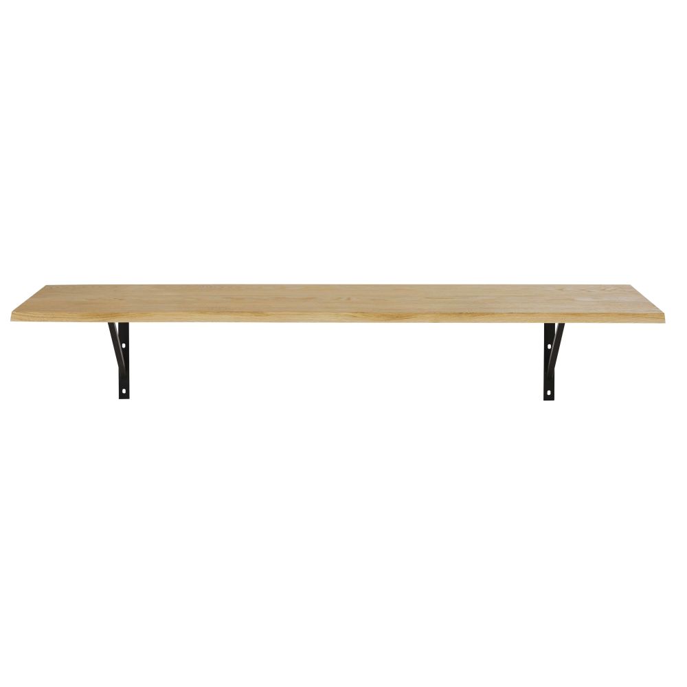 Mesa de comedor de pared profesional de roble y metal negro, 2 personas, L. 159 Estilo exótico Metal Maisons du monde