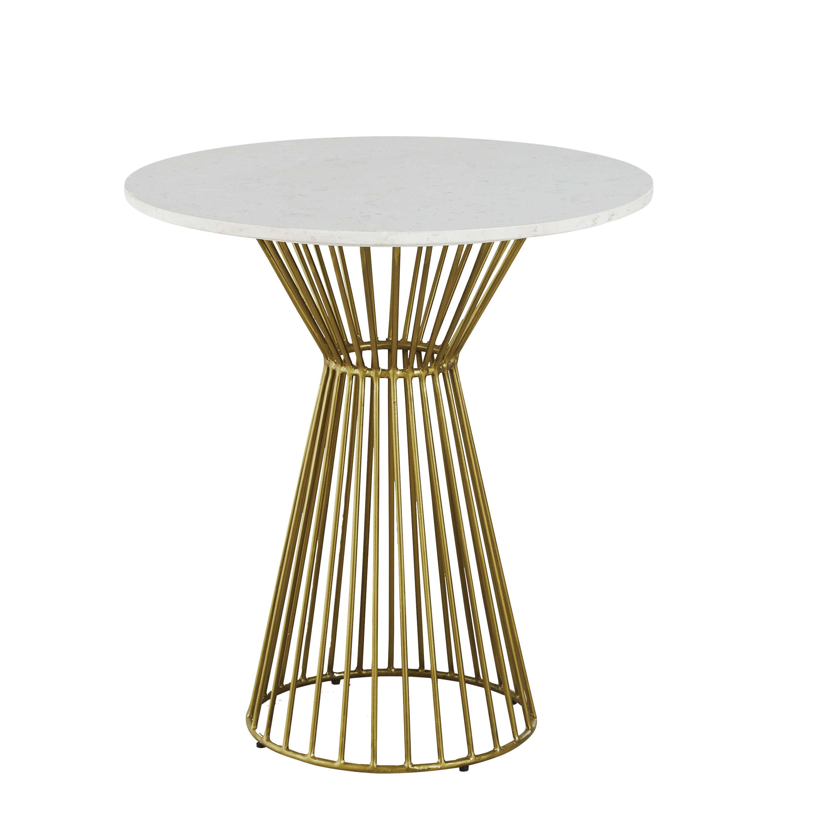 Mesa de comedor profesional de terrazo blanco y metal color latón, 2 personas D. 70 Estilo clásico chic Metal Maisons du monde